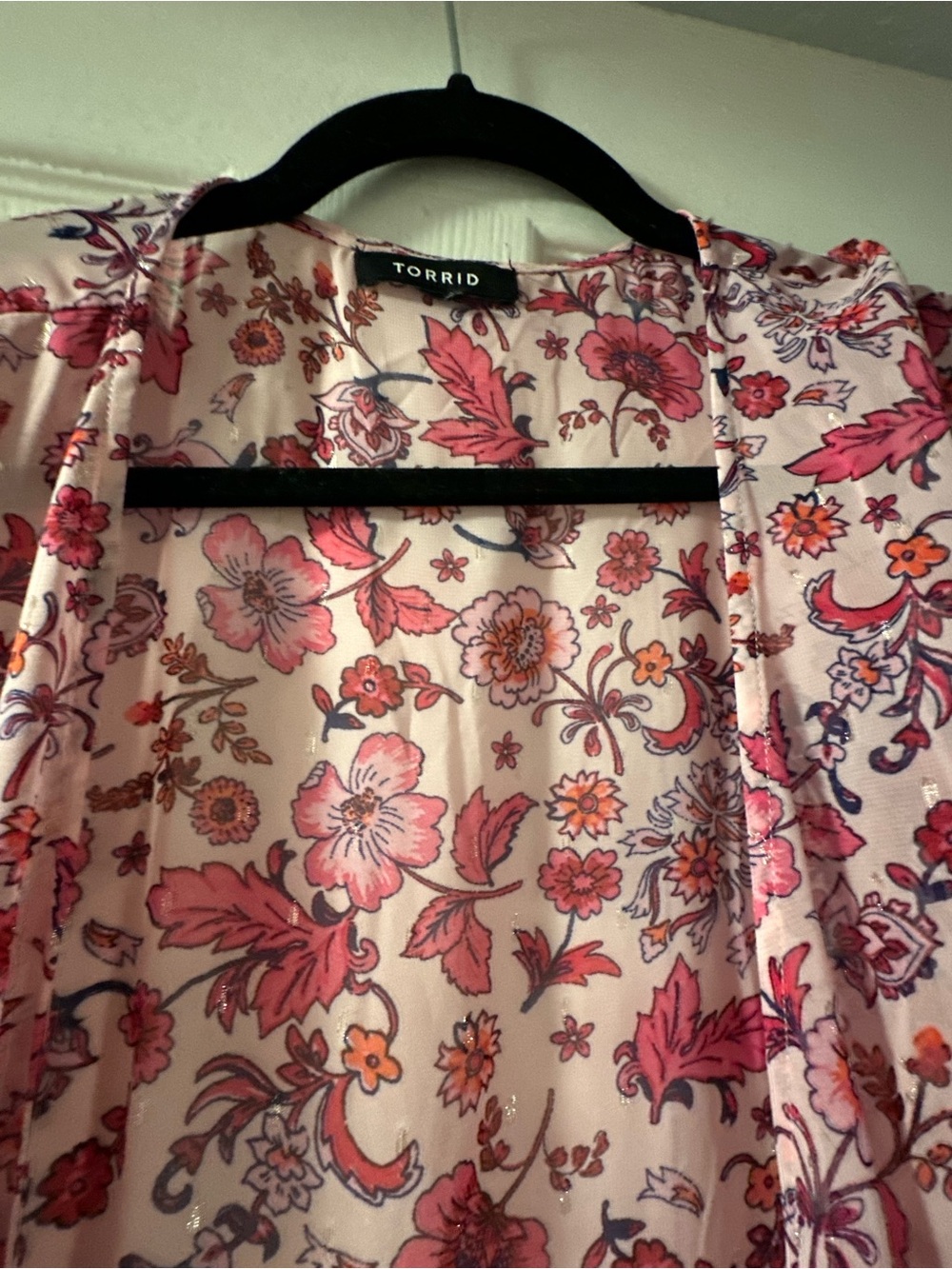 torrid EUC Pink Floral Chiffon Open Kimono - Picture 5 of 16